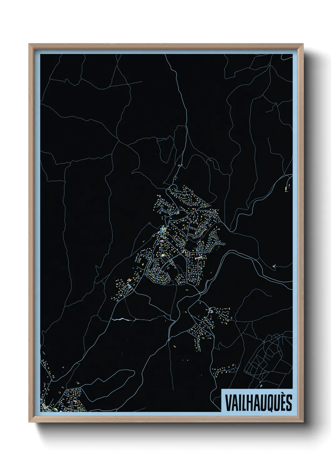 Une affiche de carte sur Vailhauquès