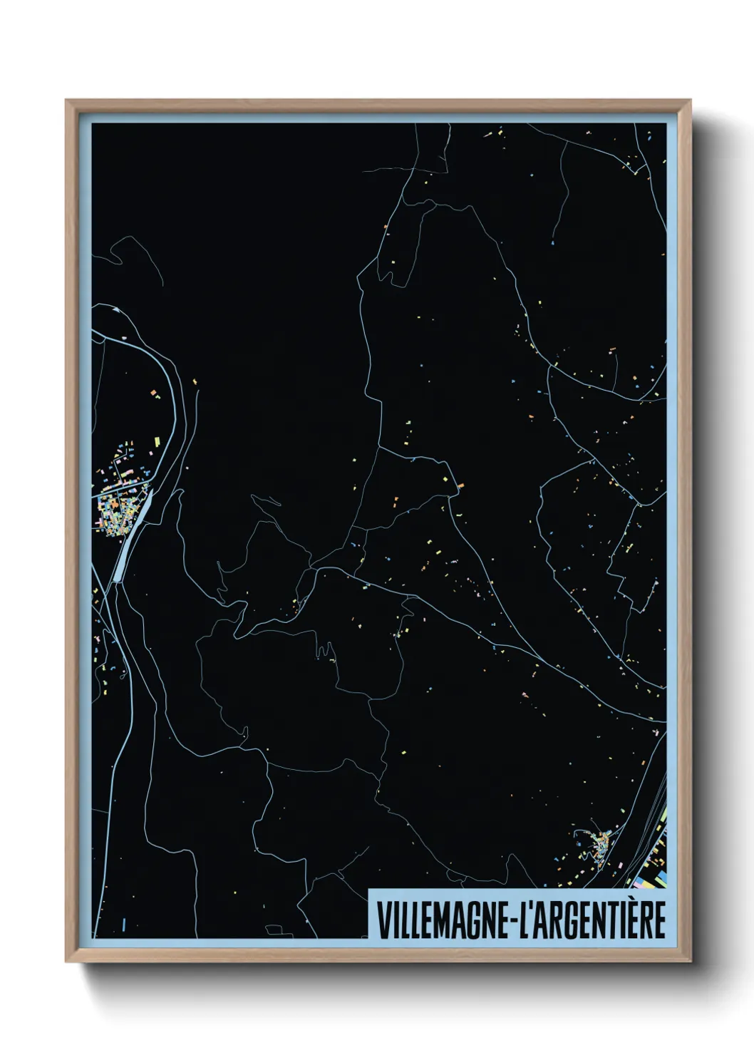 Une affiche de carte sur Villemagne-l'Argentière