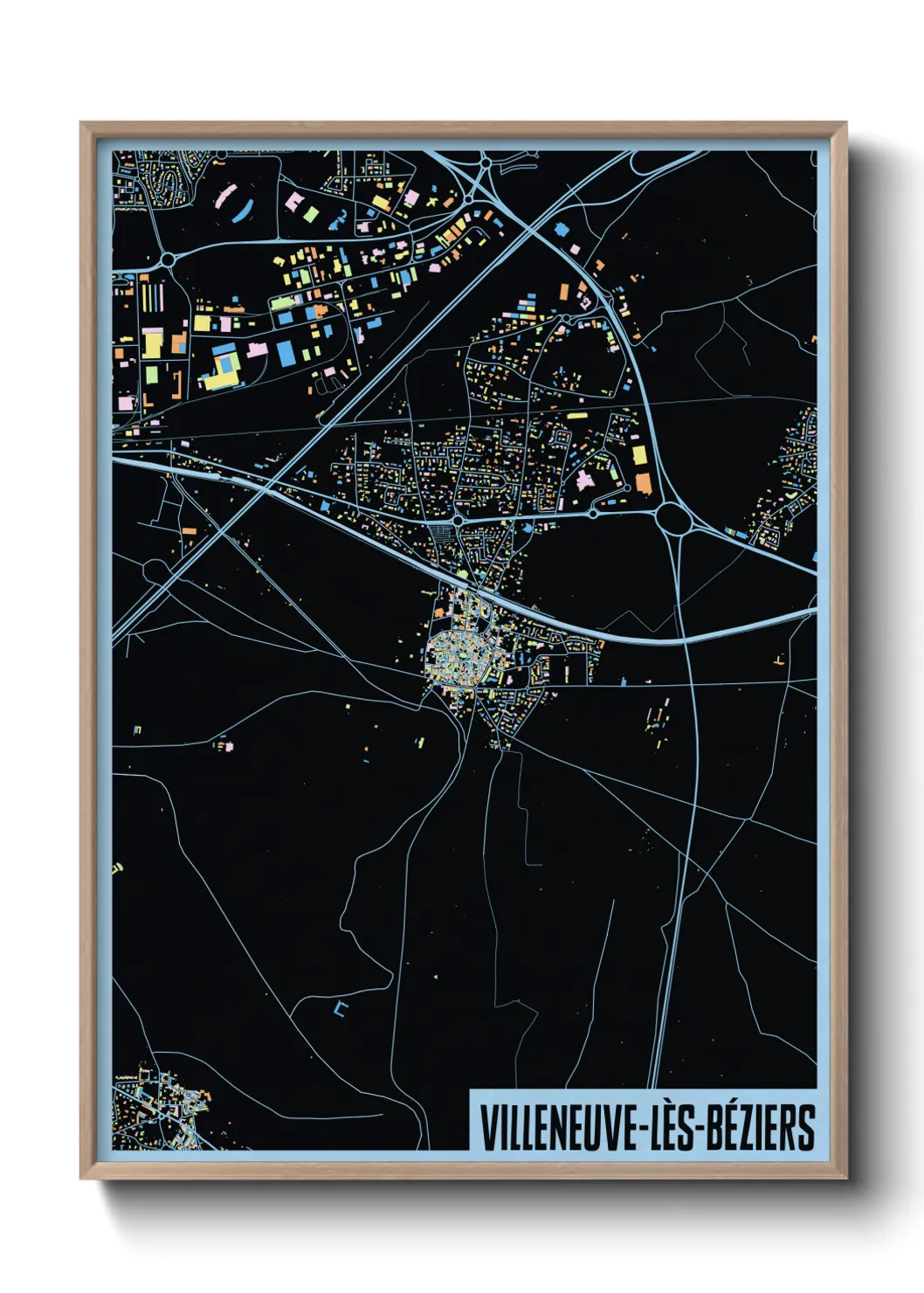 Une affiche de carte sur Villeneuve-lès-Béziers