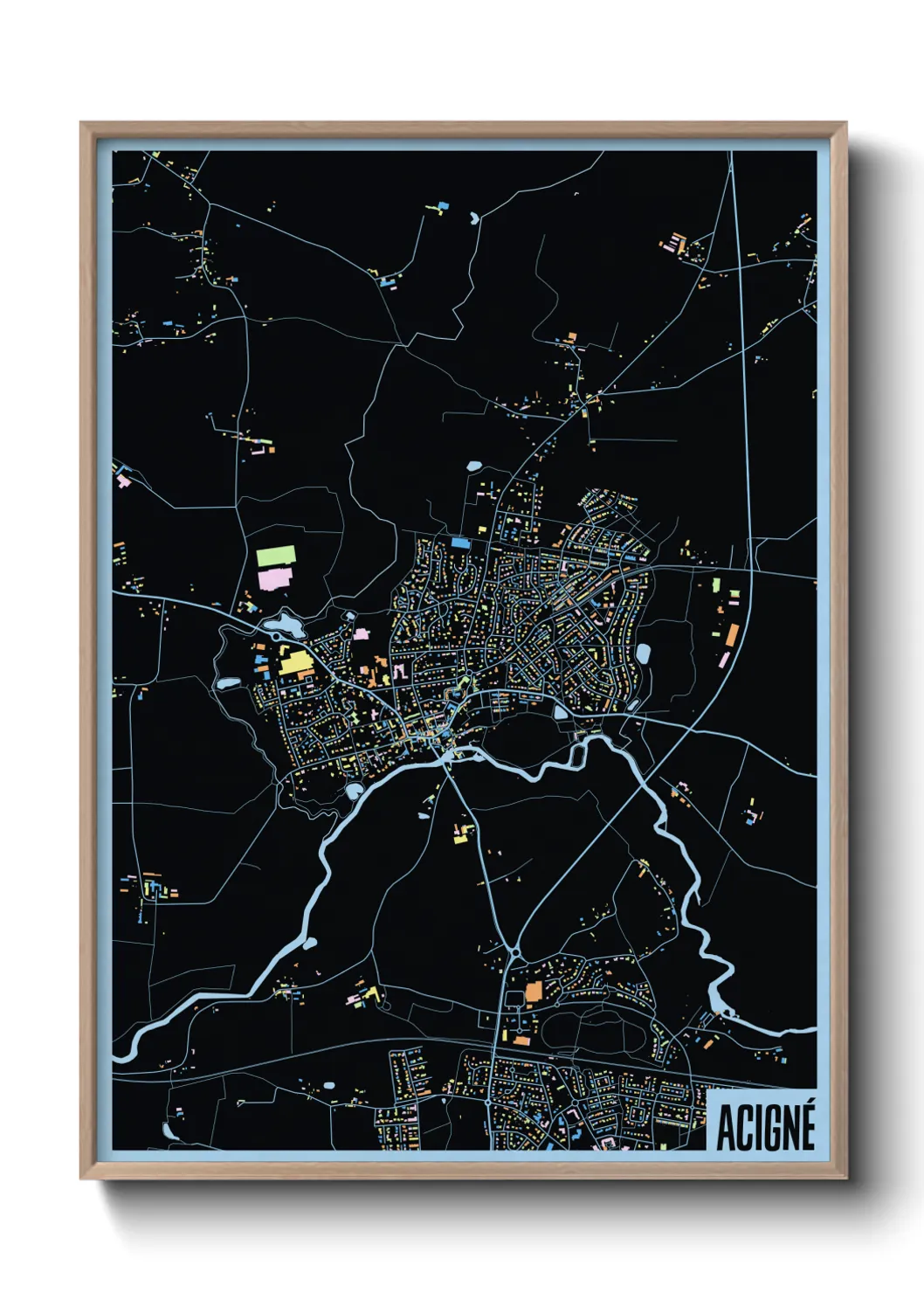 Une affiche de carte sur Acigné