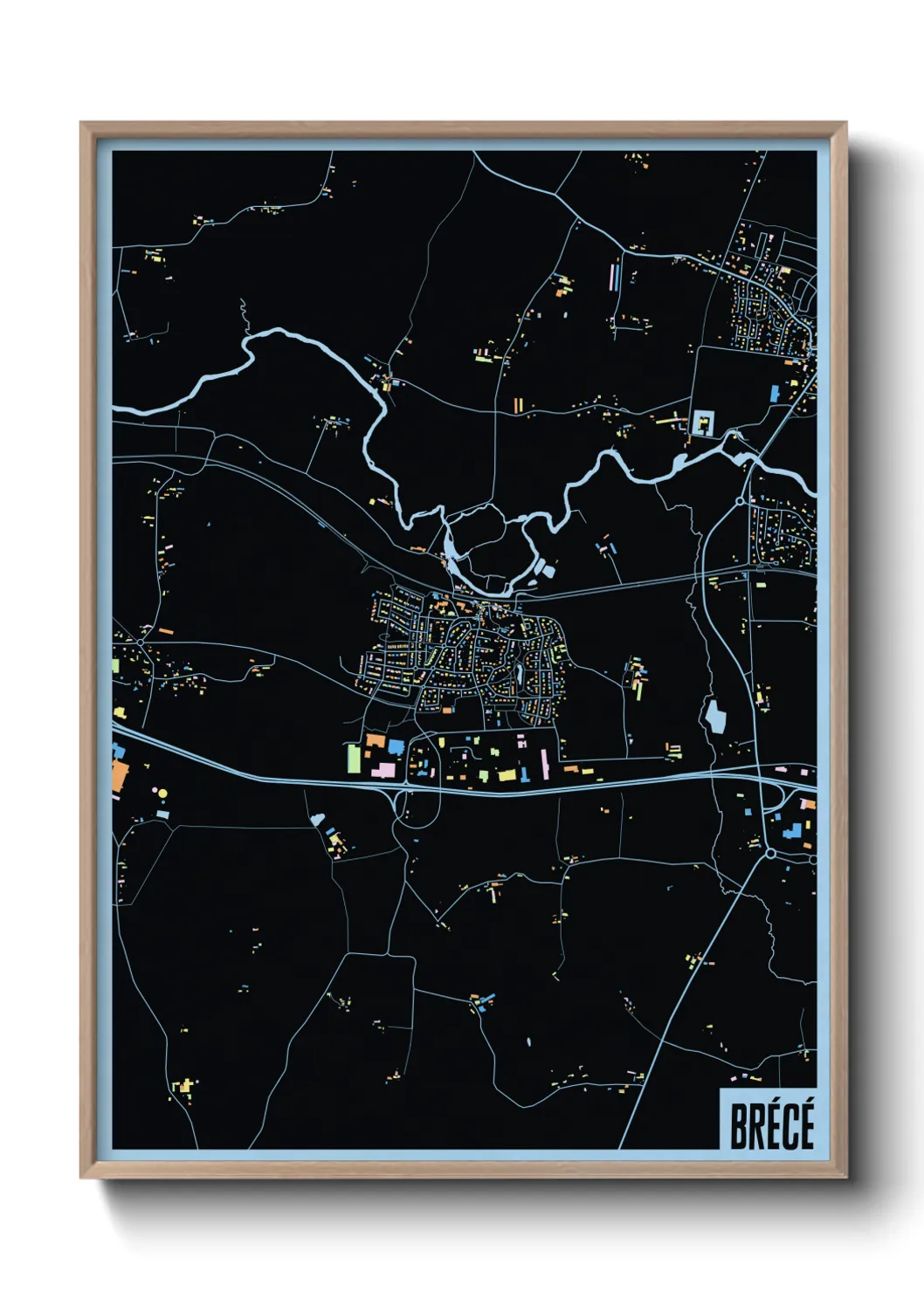 Une affiche de carte sur Brécé