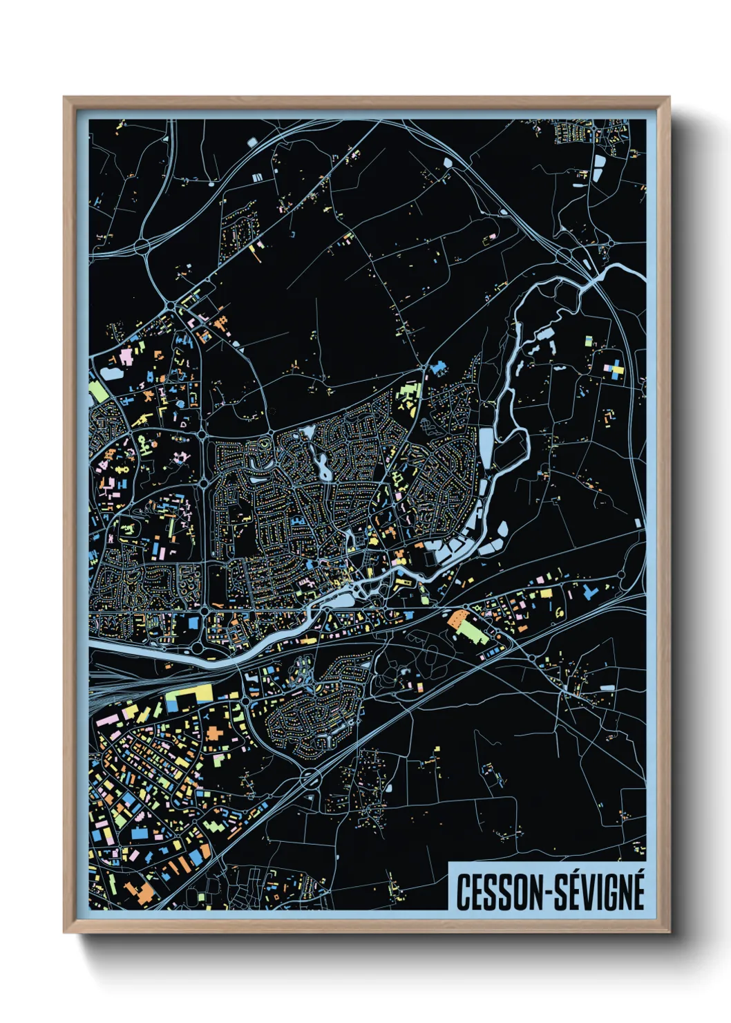 Une affiche de carte sur Cesson-Sévigné