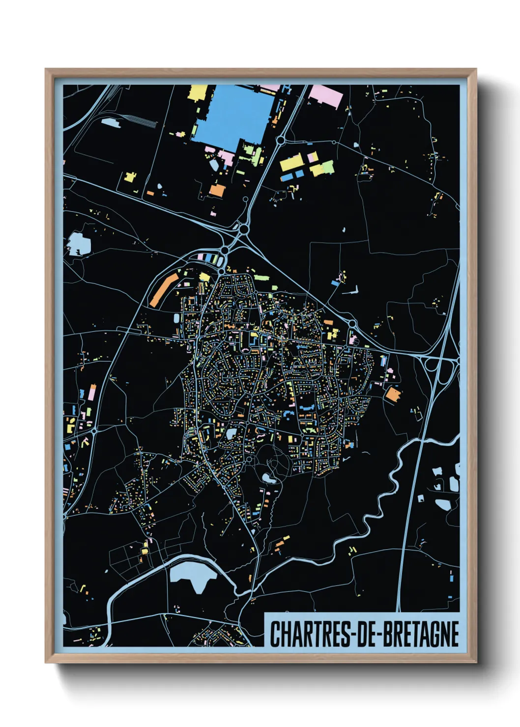 Une affiche de carte sur Chartres-de-Bretagne