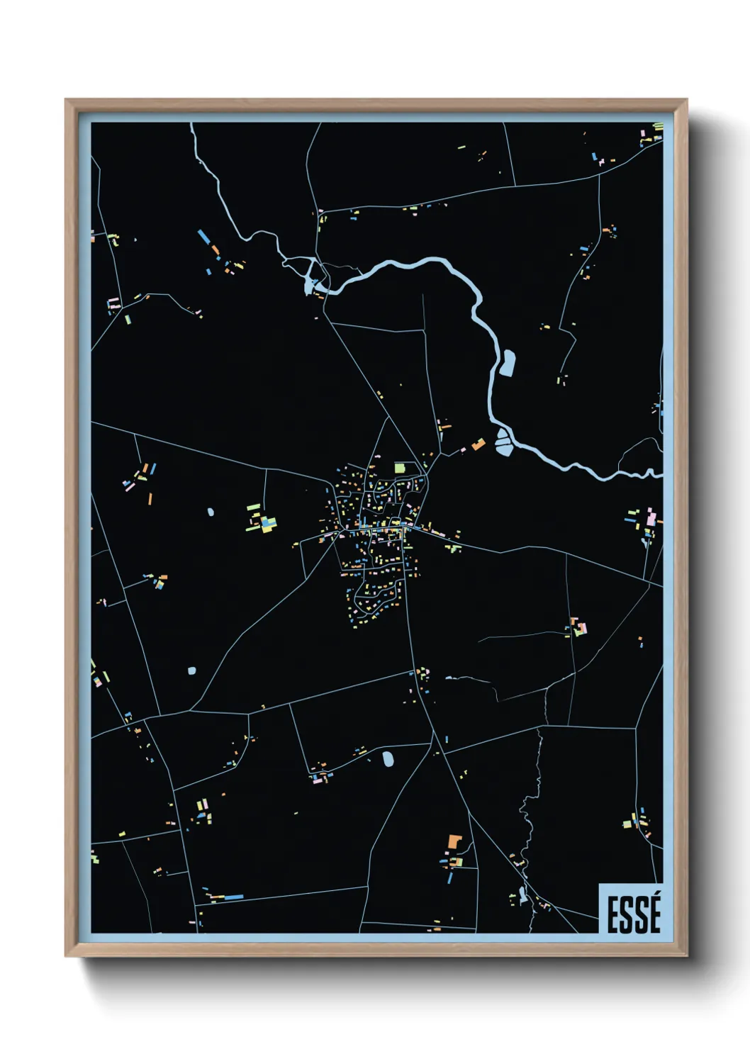 Une affiche de carte sur Essé