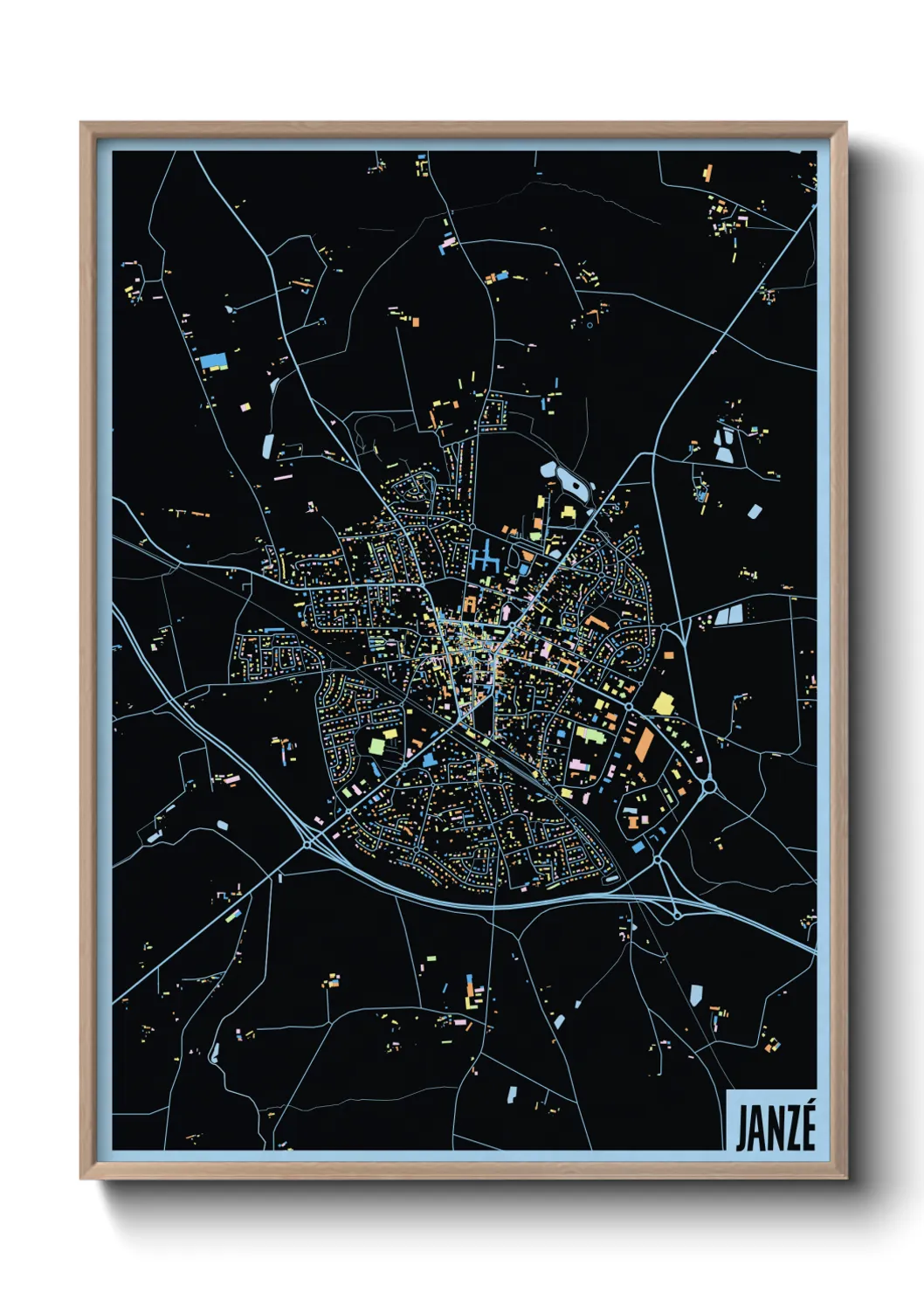 Une affiche de carte sur Janzé