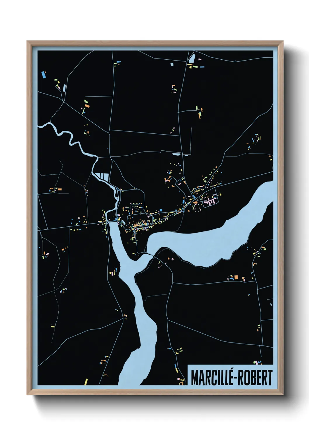 Une affiche de carte sur Marcillé-Robert