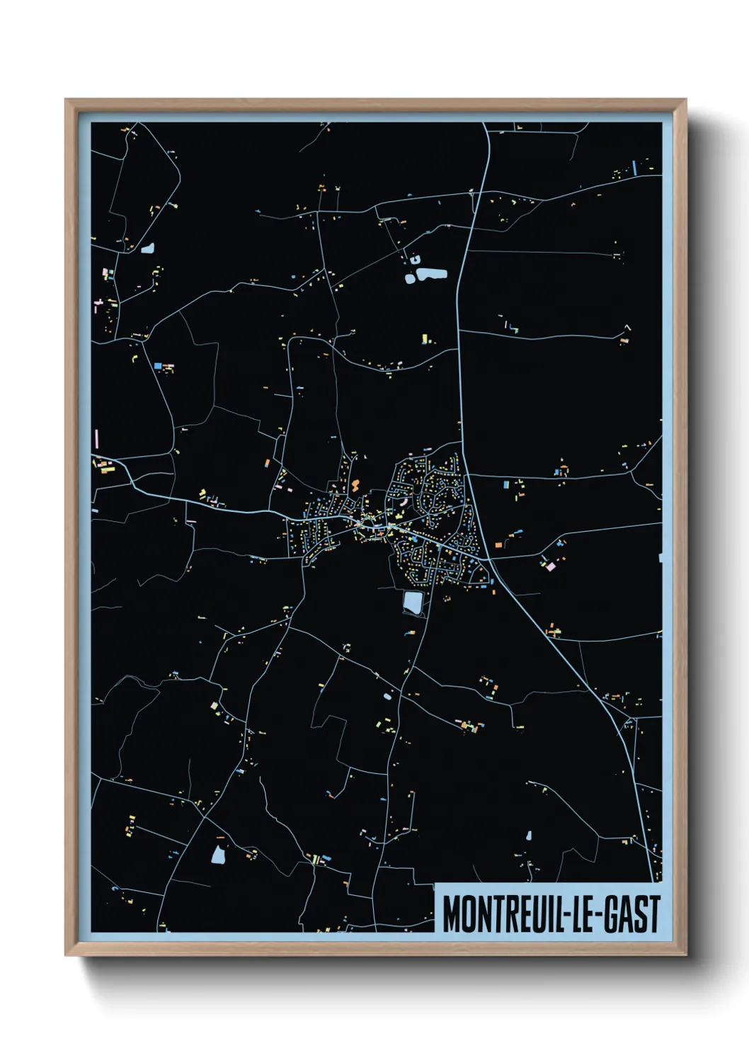 Une affiche de carte sur Montreuil-le-Gast