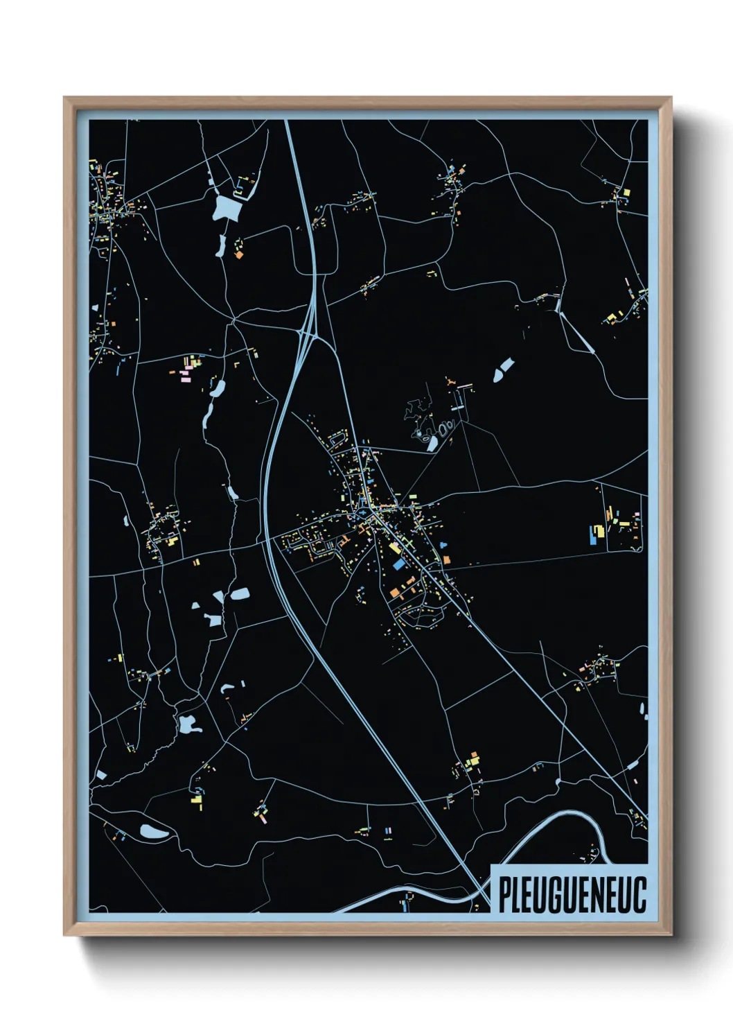 Une affiche de carte sur Pleugueneuc