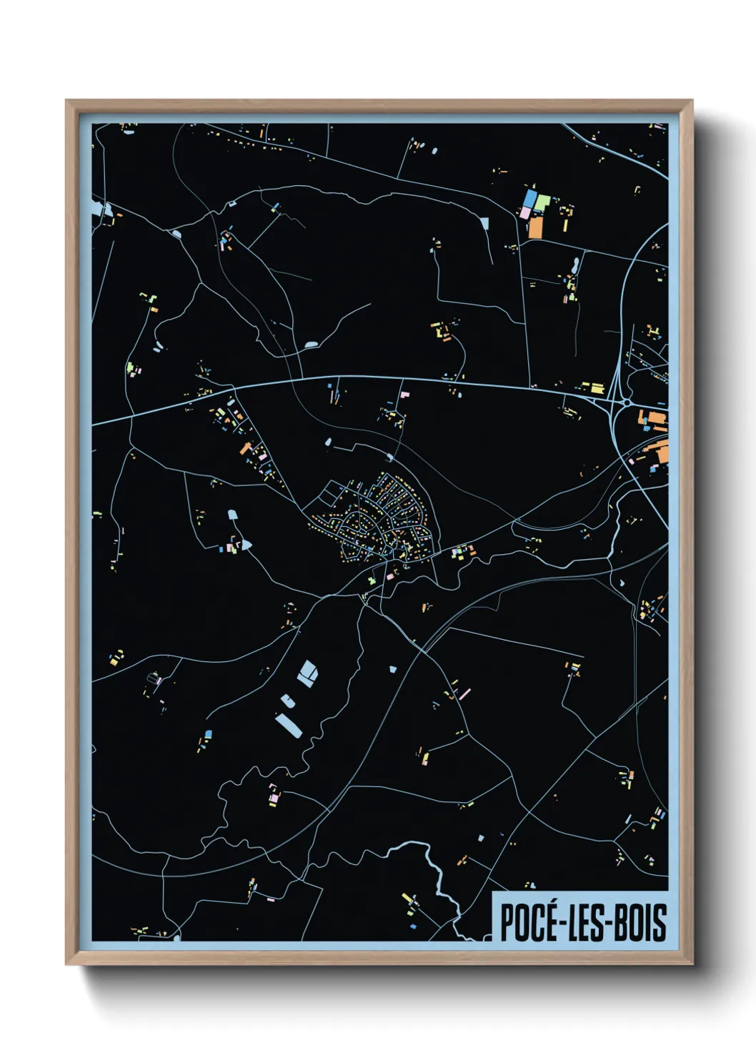 Une affiche de carte sur Pocé-les-Bois