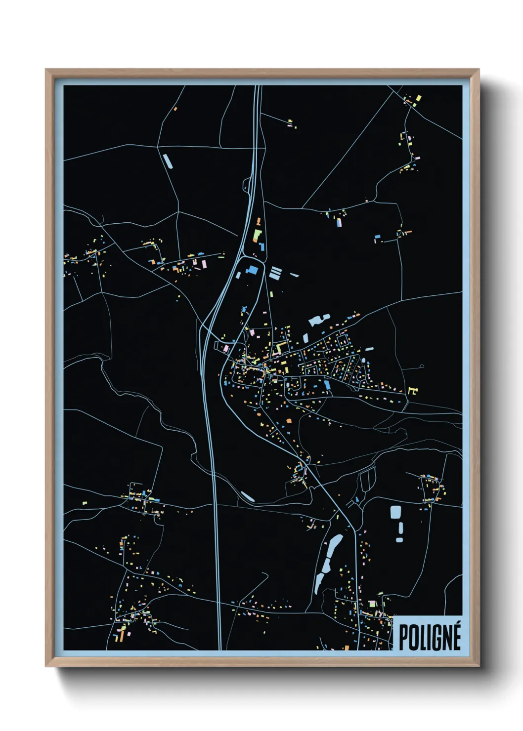 Une affiche de carte sur Poligné