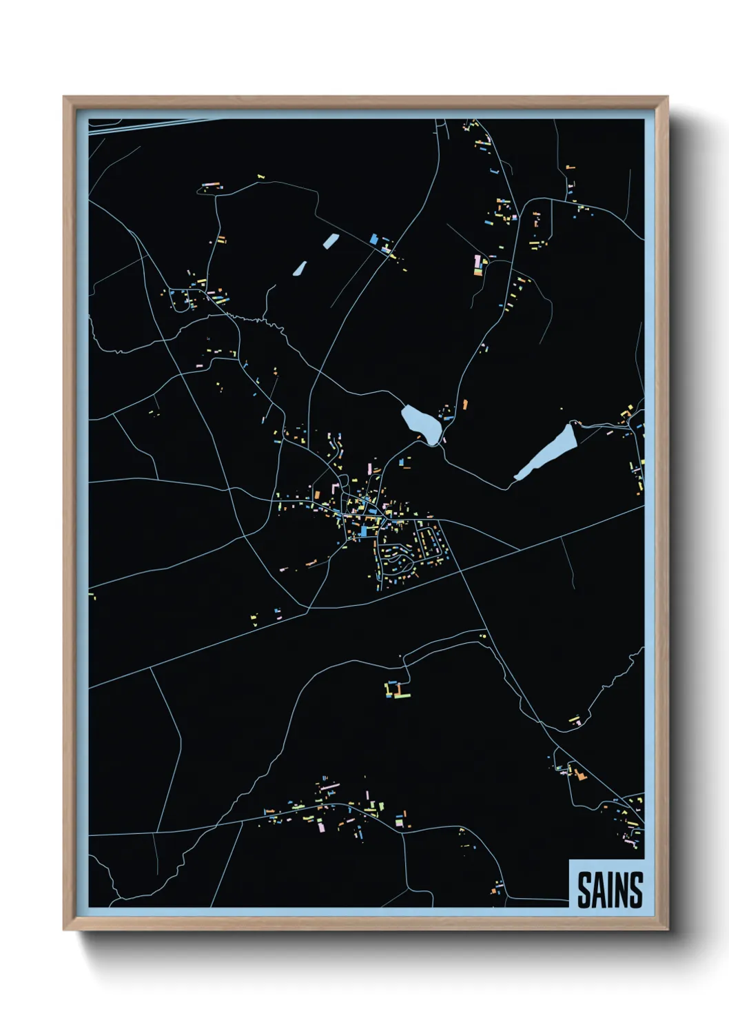Une affiche de carte sur Sains