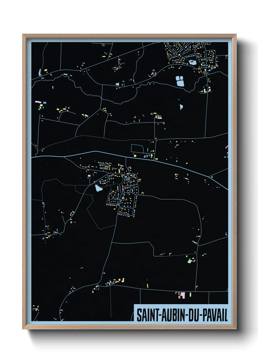 Une affiche de carte sur Saint-Aubin-du-Pavail