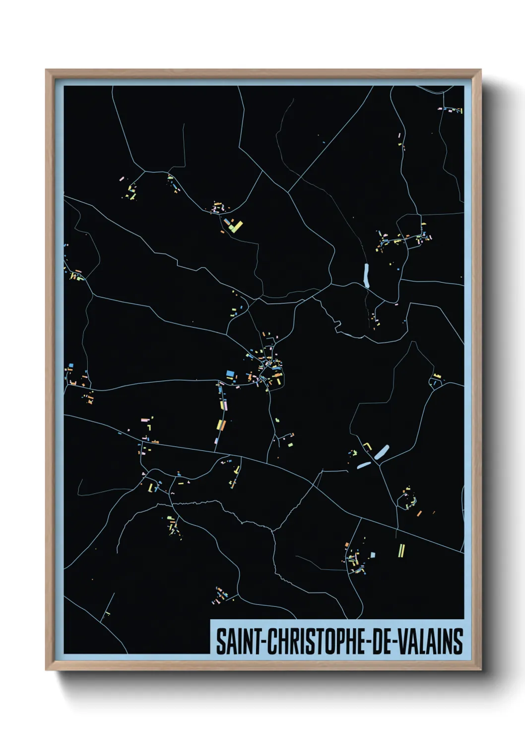 Une affiche de carte sur Saint-Christophe-de-Valains