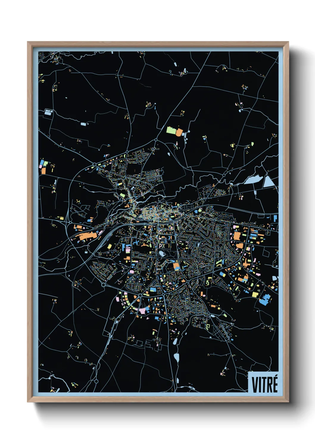 Une affiche de carte sur Vitré