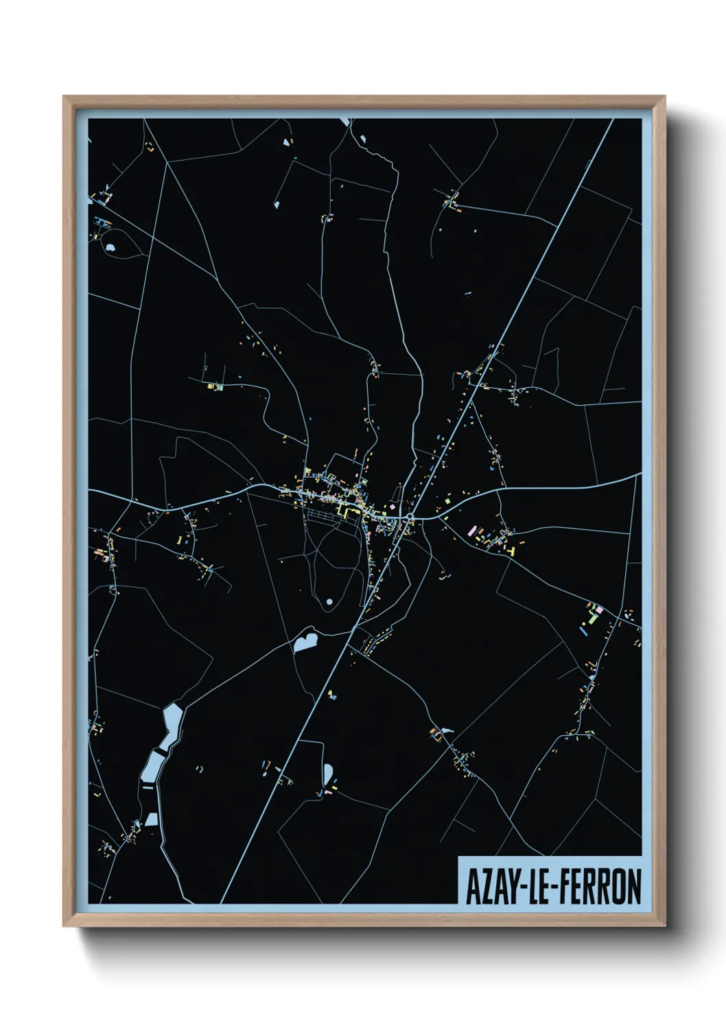 Une affiche de carte sur Azay-le-Ferron