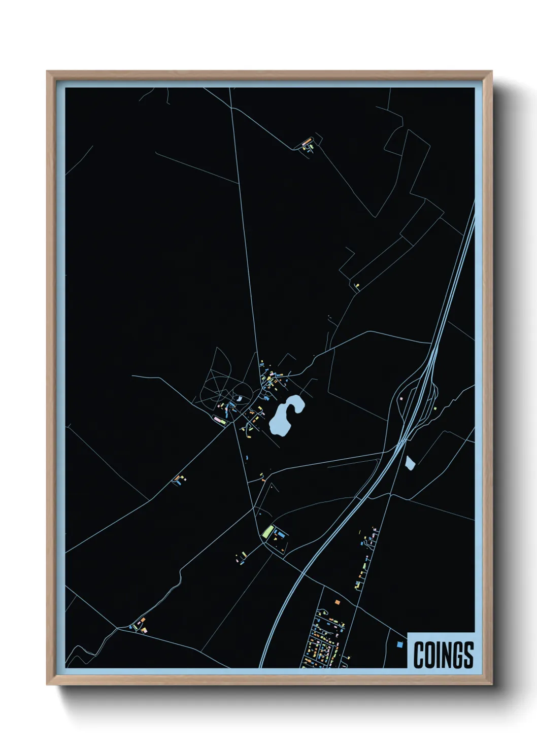 Une affiche de carte sur Coings