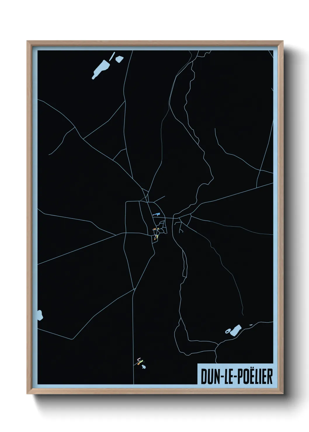 Une affiche de carte sur Dun-le-Poëlier