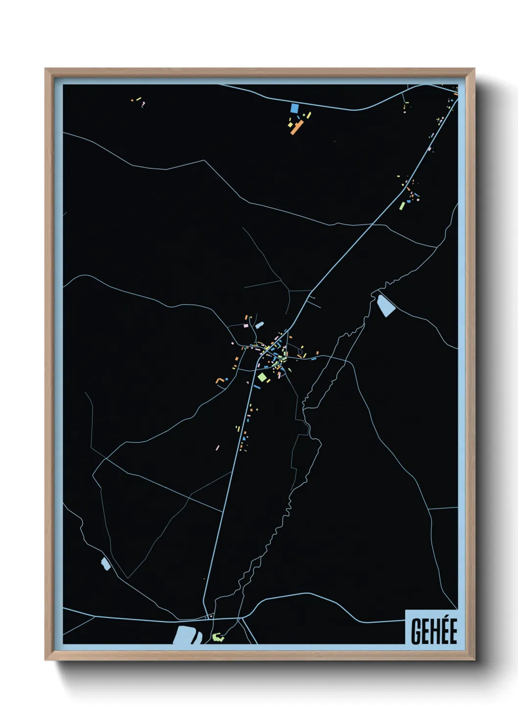 Une affiche de carte sur Gehée