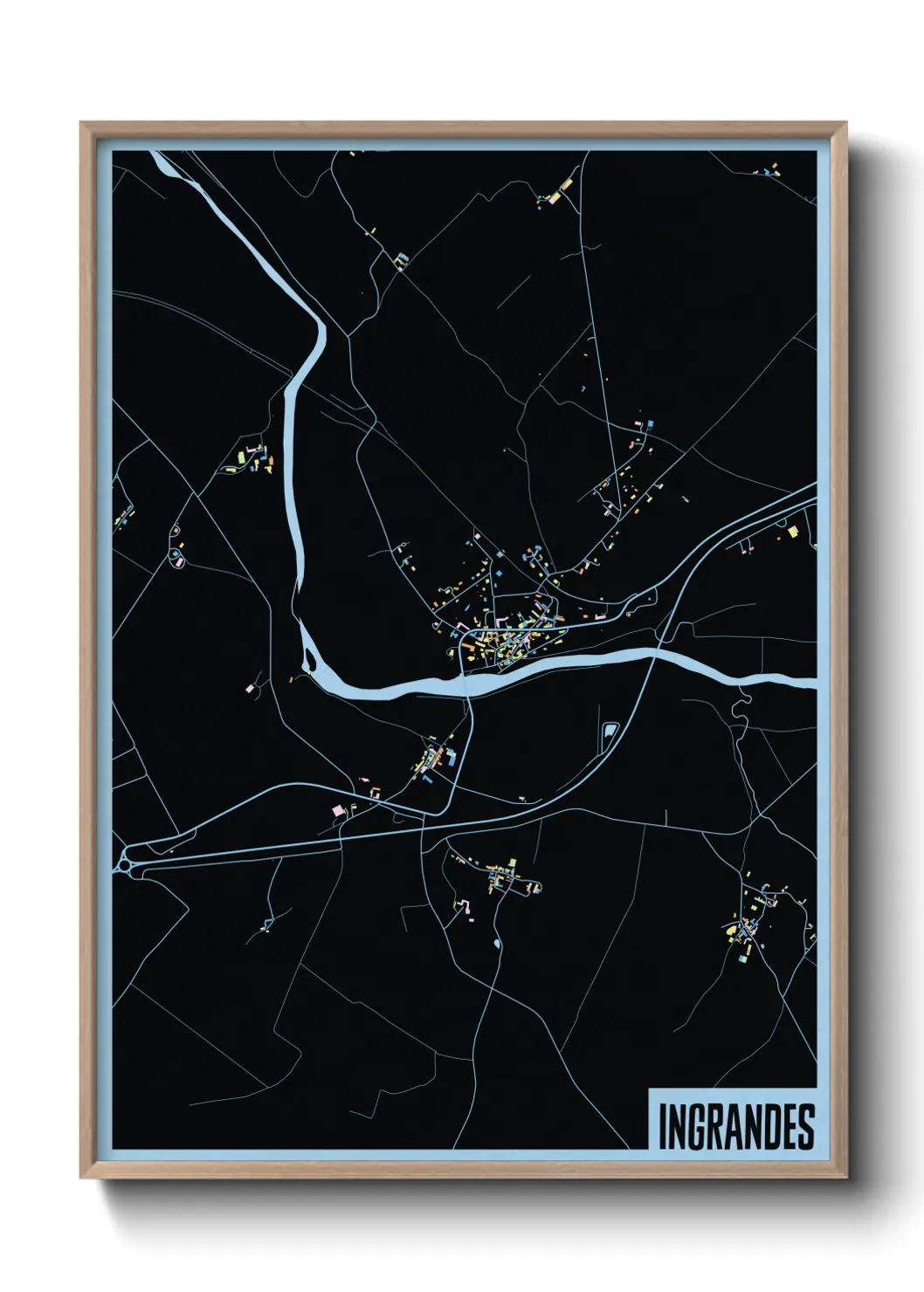 Une affiche de carte sur Ingrandes