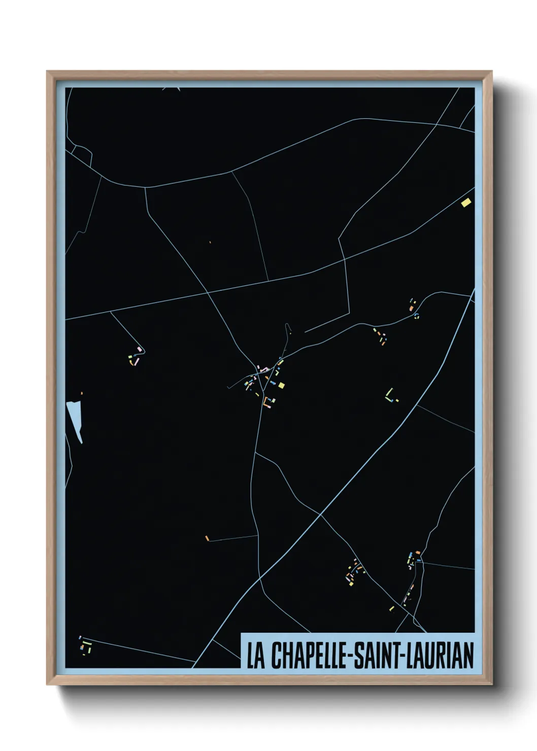 Une affiche de carte sur La Chapelle-Saint-Laurian