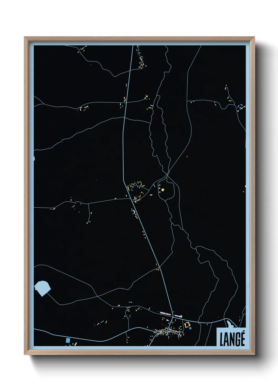 Une affiche de carte sur Langé