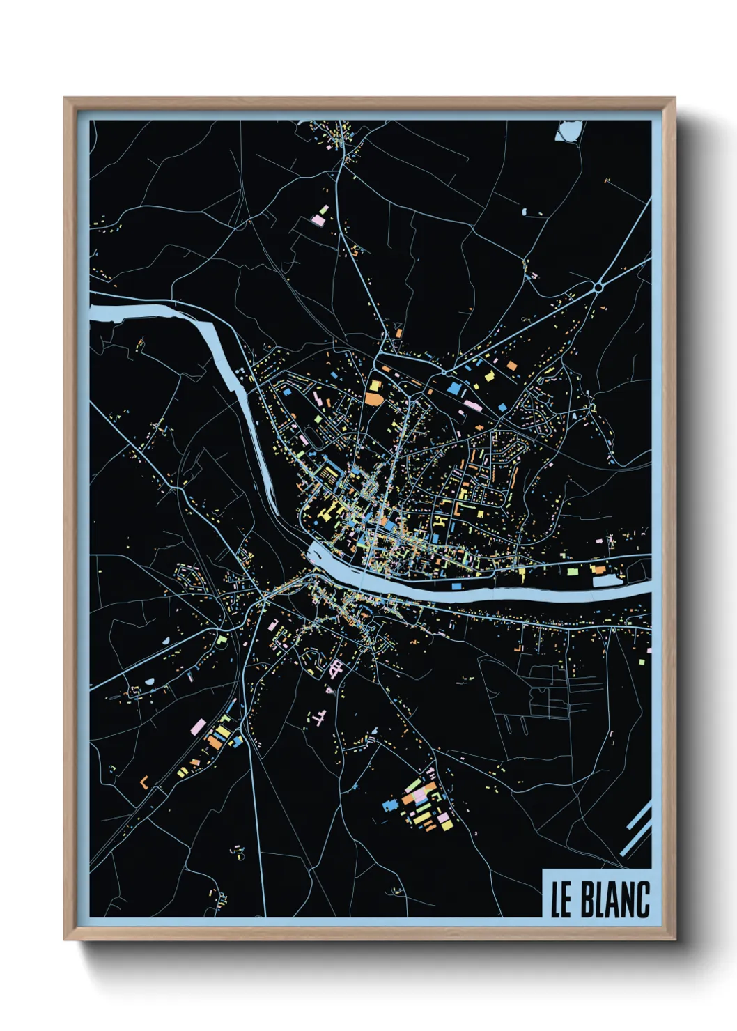 Une affiche de carte sur Le Blanc