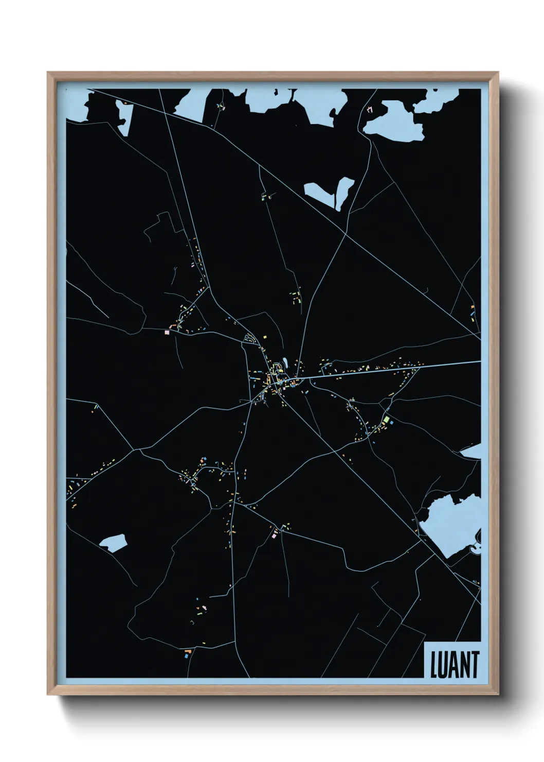 Une affiche de carte sur Luant