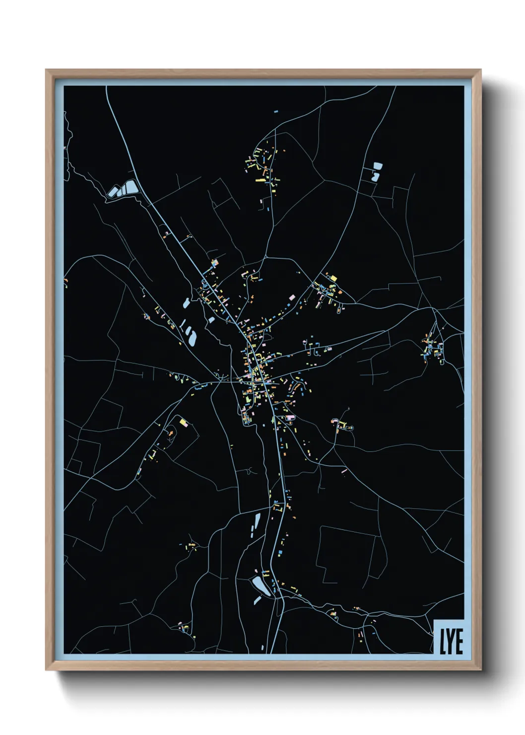 Une affiche de carte sur Lye