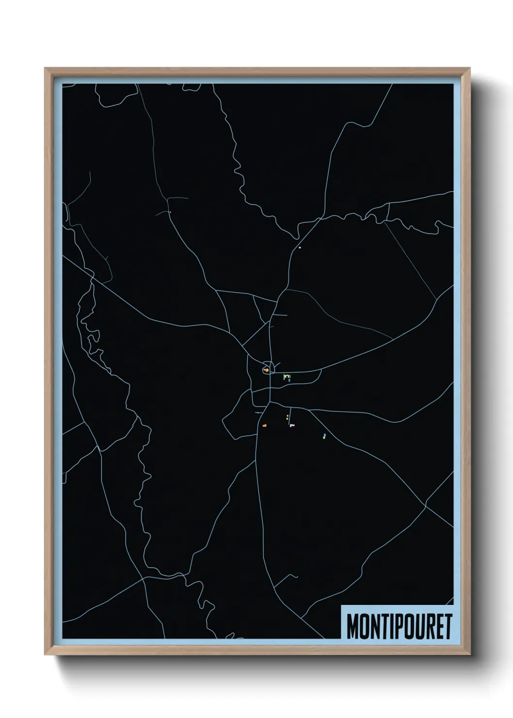 Une affiche de carte sur Montipouret