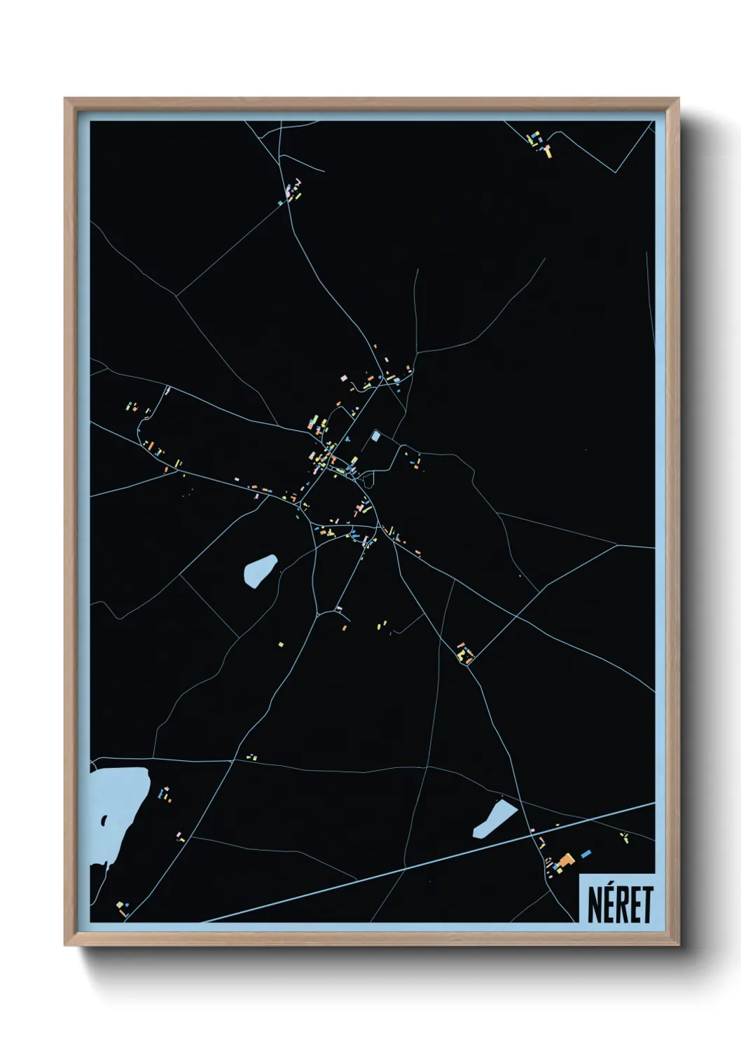 Une affiche de carte sur Néret