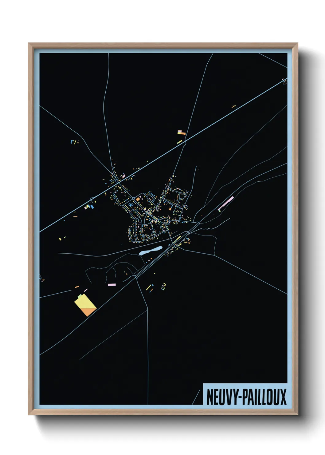 Une affiche de carte sur Neuvy-Pailloux