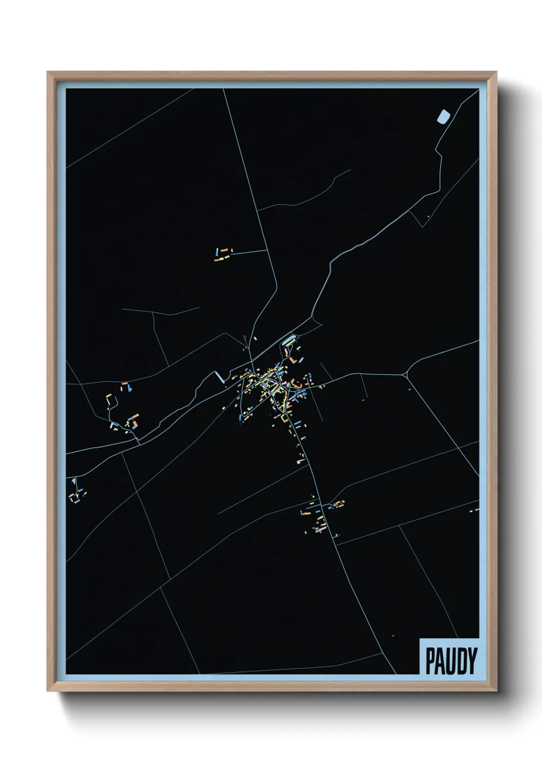 Une affiche de carte sur Paudy