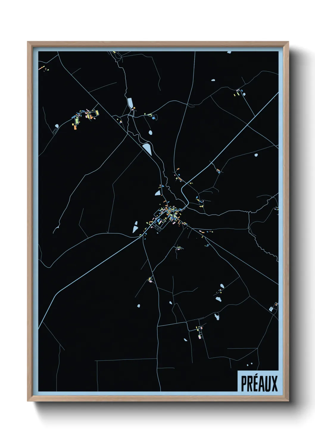 Une affiche de carte sur Préaux