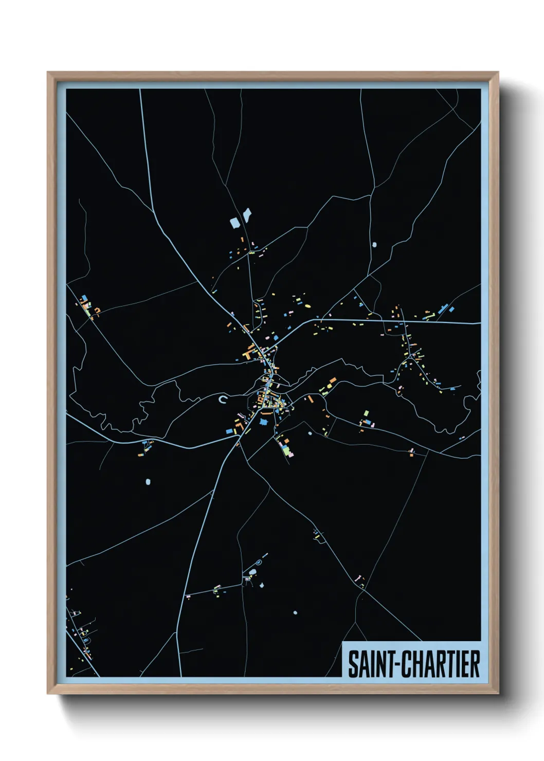 Une affiche de carte sur Saint-Chartier