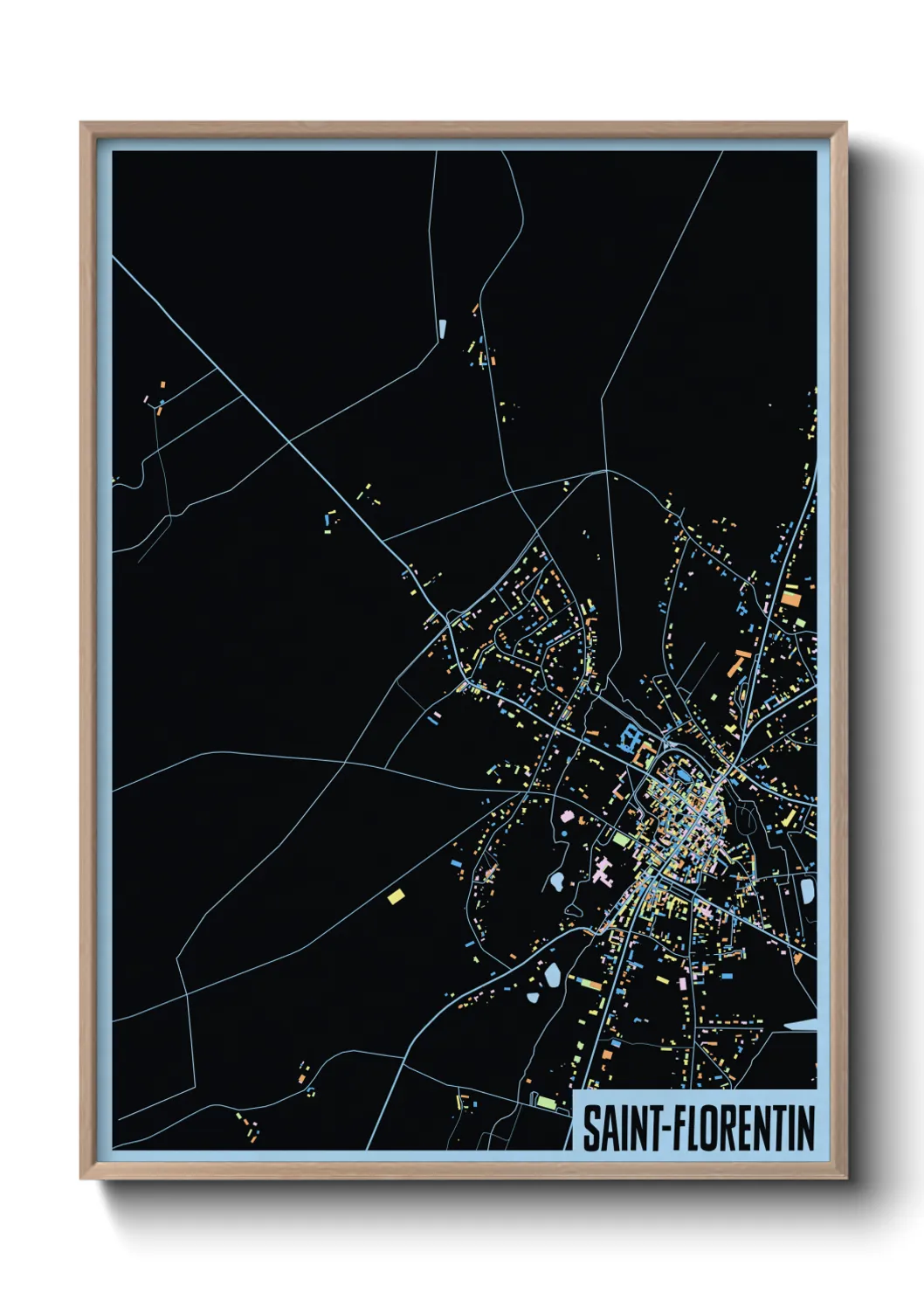 Une affiche de carte sur Saint-Florentin