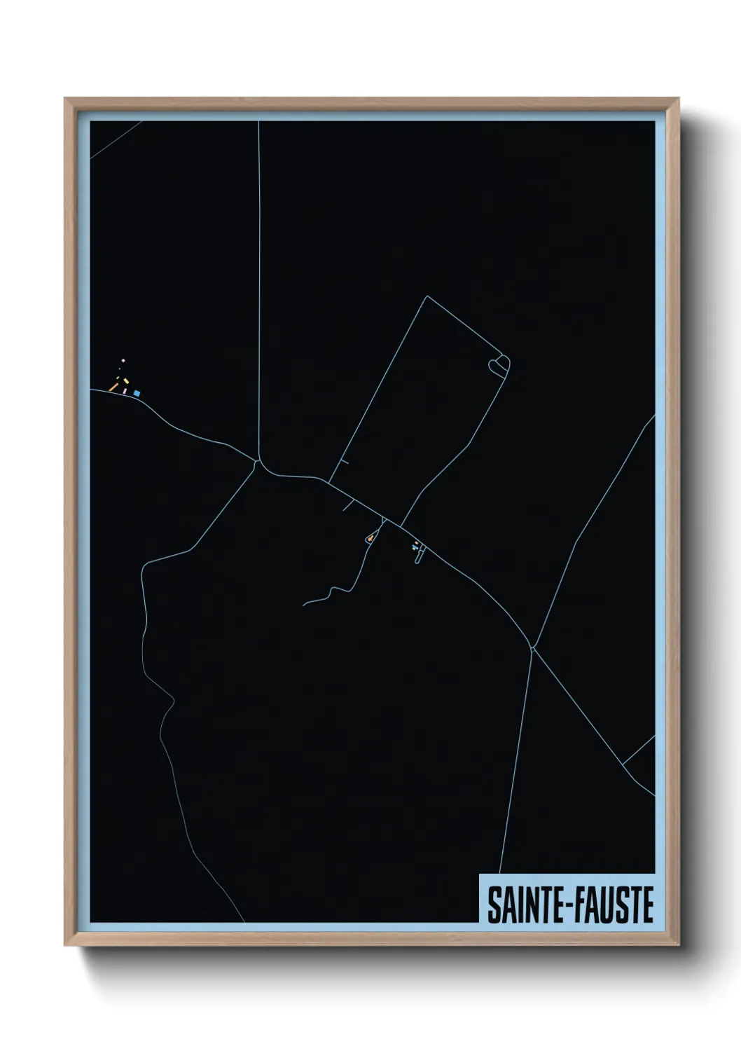 Une affiche de carte sur Sainte-Fauste