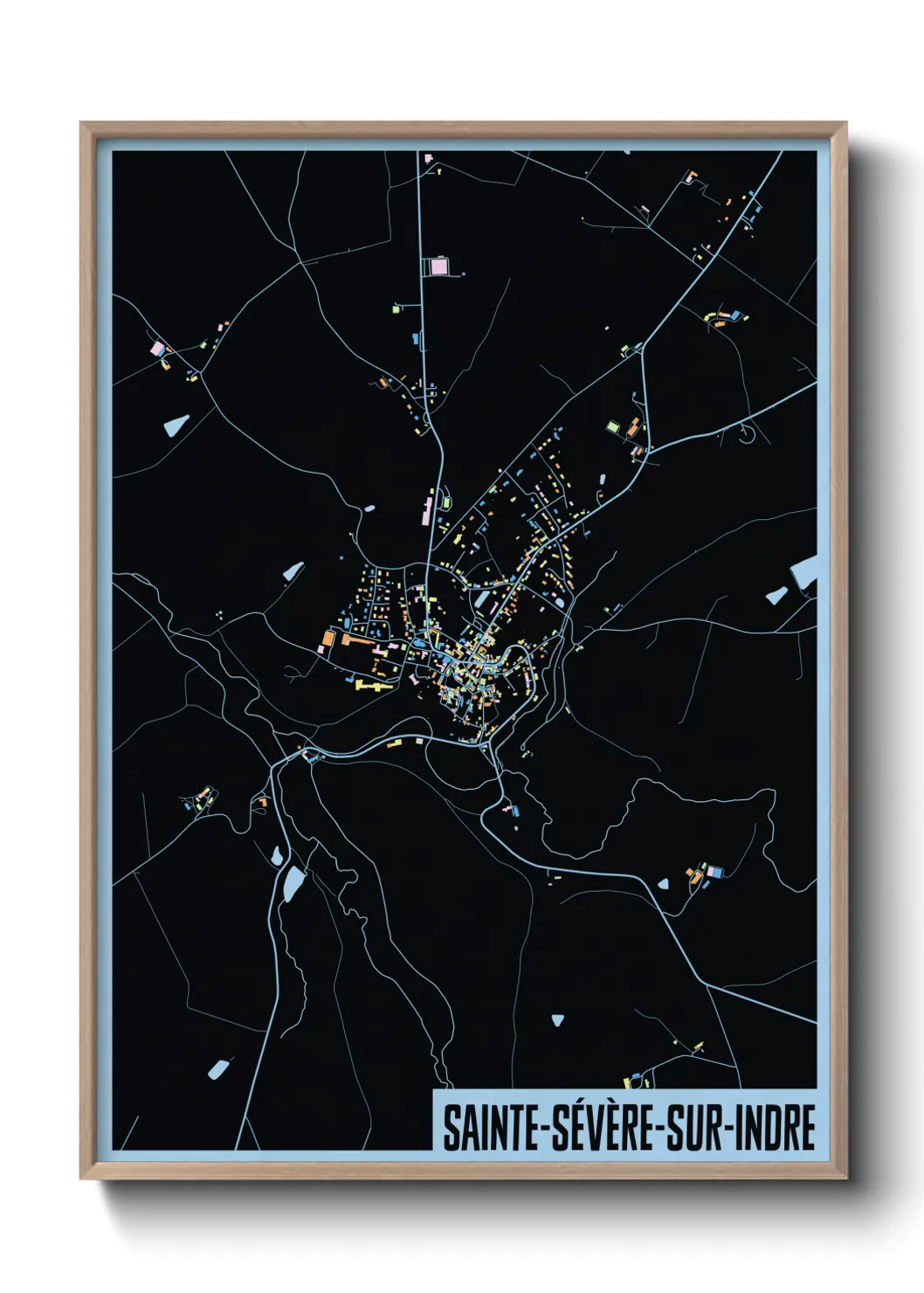 Une affiche de carte sur Sainte-Sévère-sur-Indre