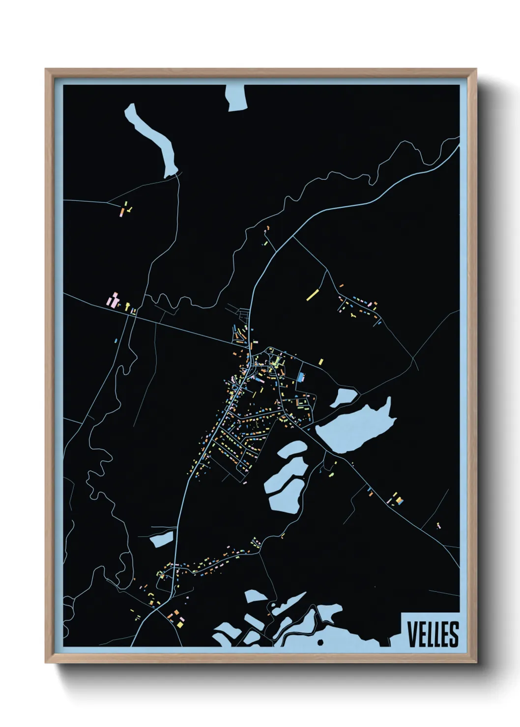 Une affiche de carte sur Velles