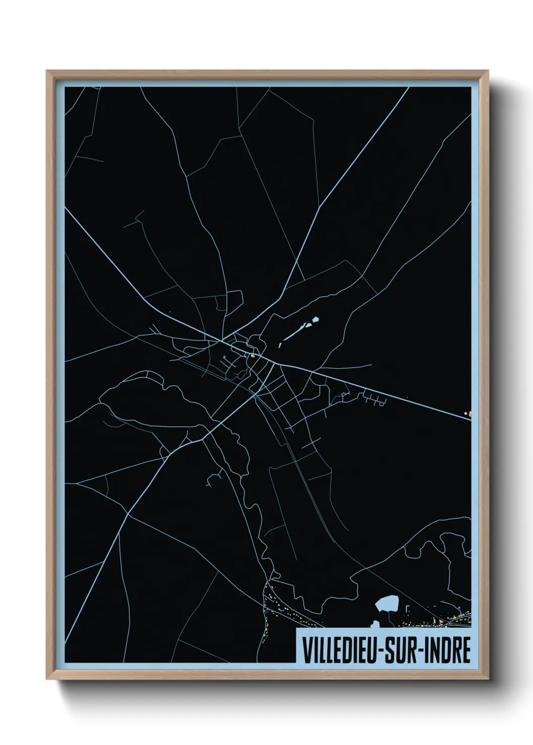 Une affiche de carte sur Villedieu-sur-Indre