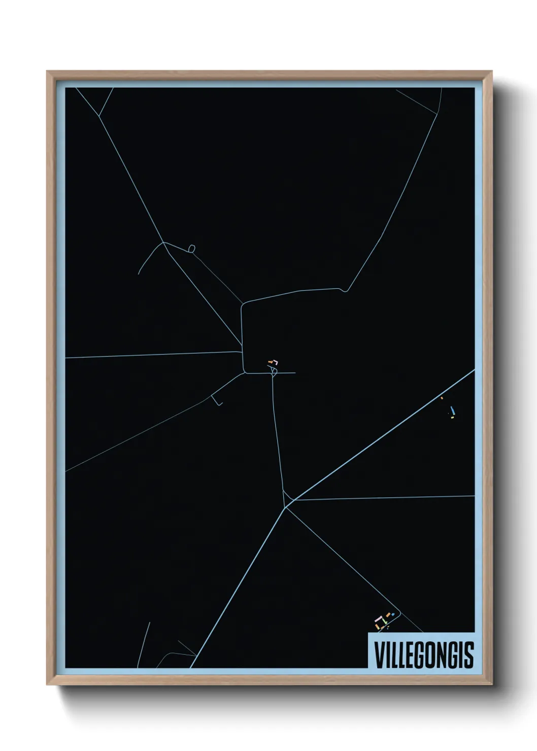 Une affiche de carte sur Villegongis