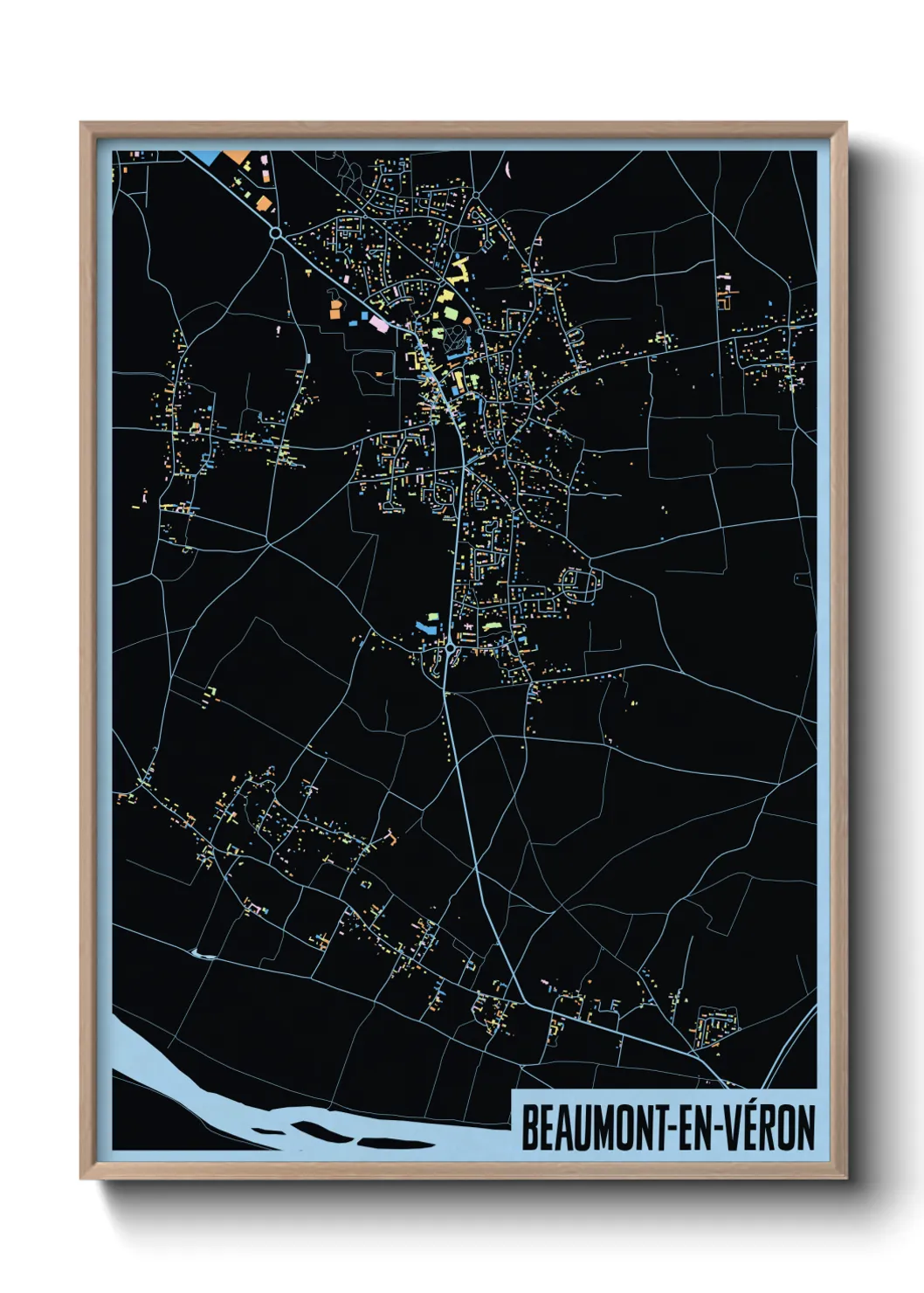 Une affiche de carte sur Beaumont-en-Véron