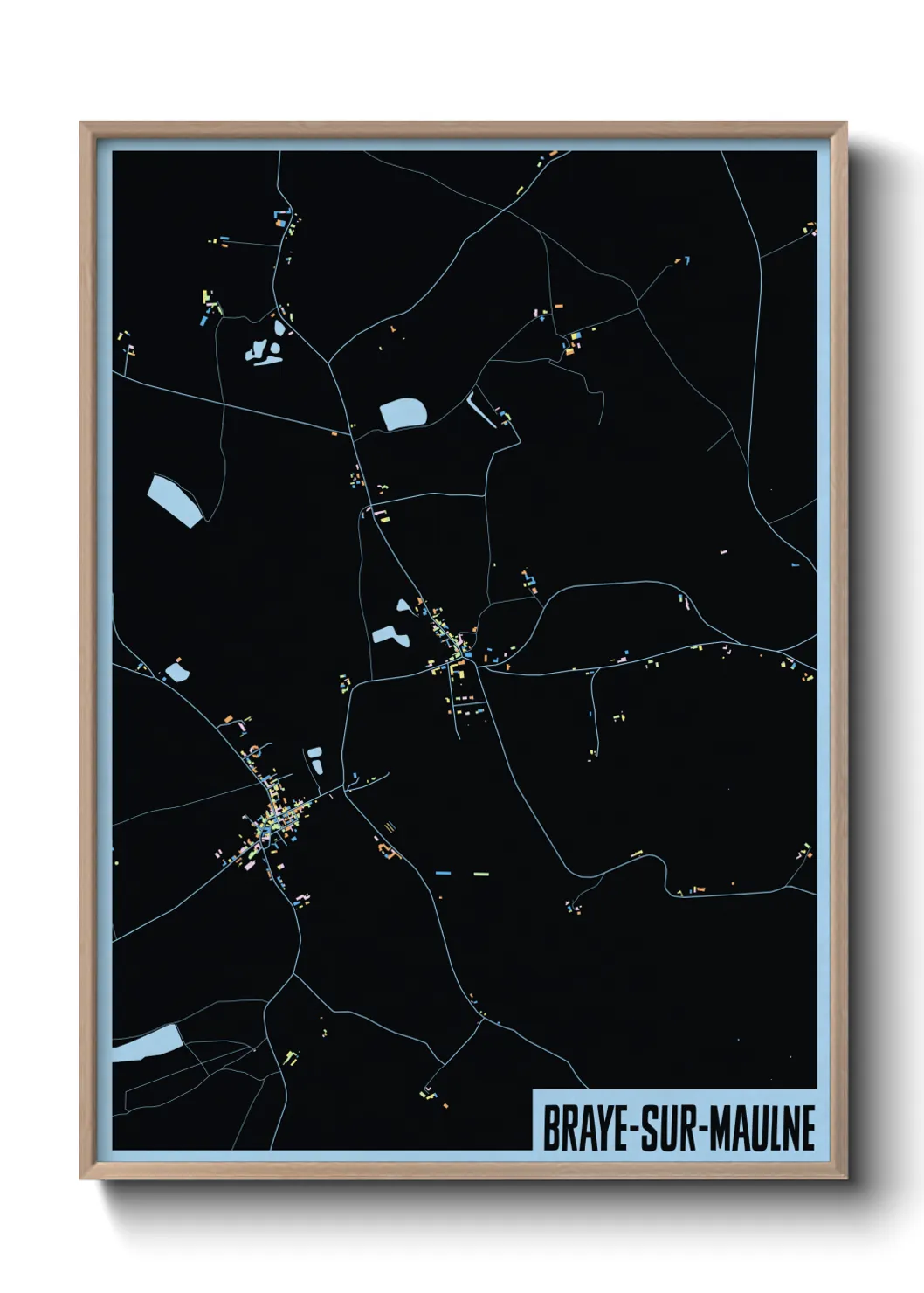 Une affiche de carte sur Braye-sur-Maulne