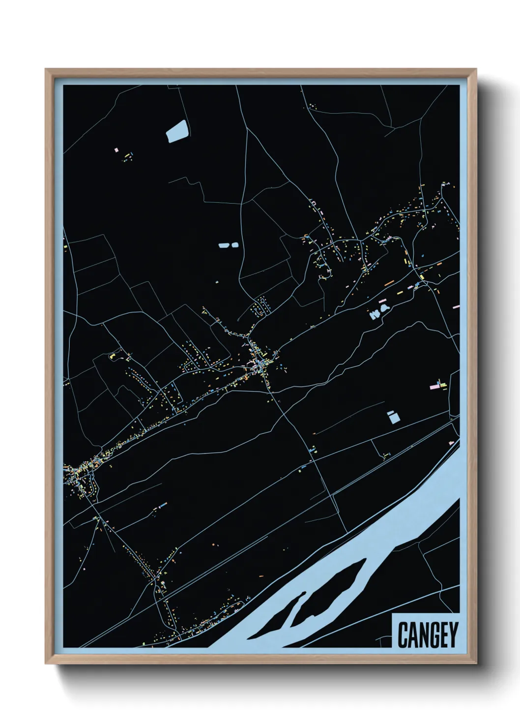 Une affiche de carte sur Cangey