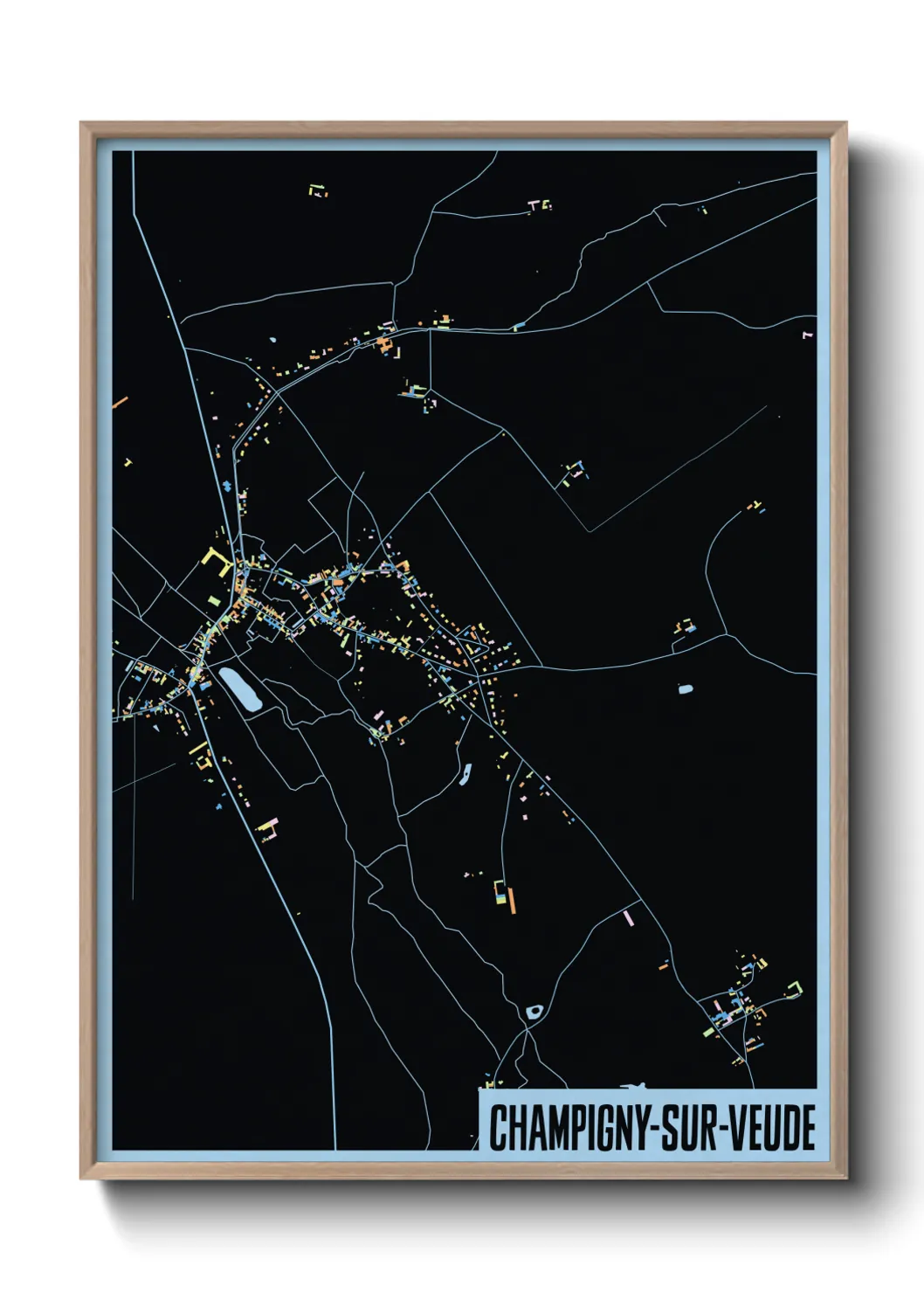 Une affiche de carte sur Champigny-sur-Veude