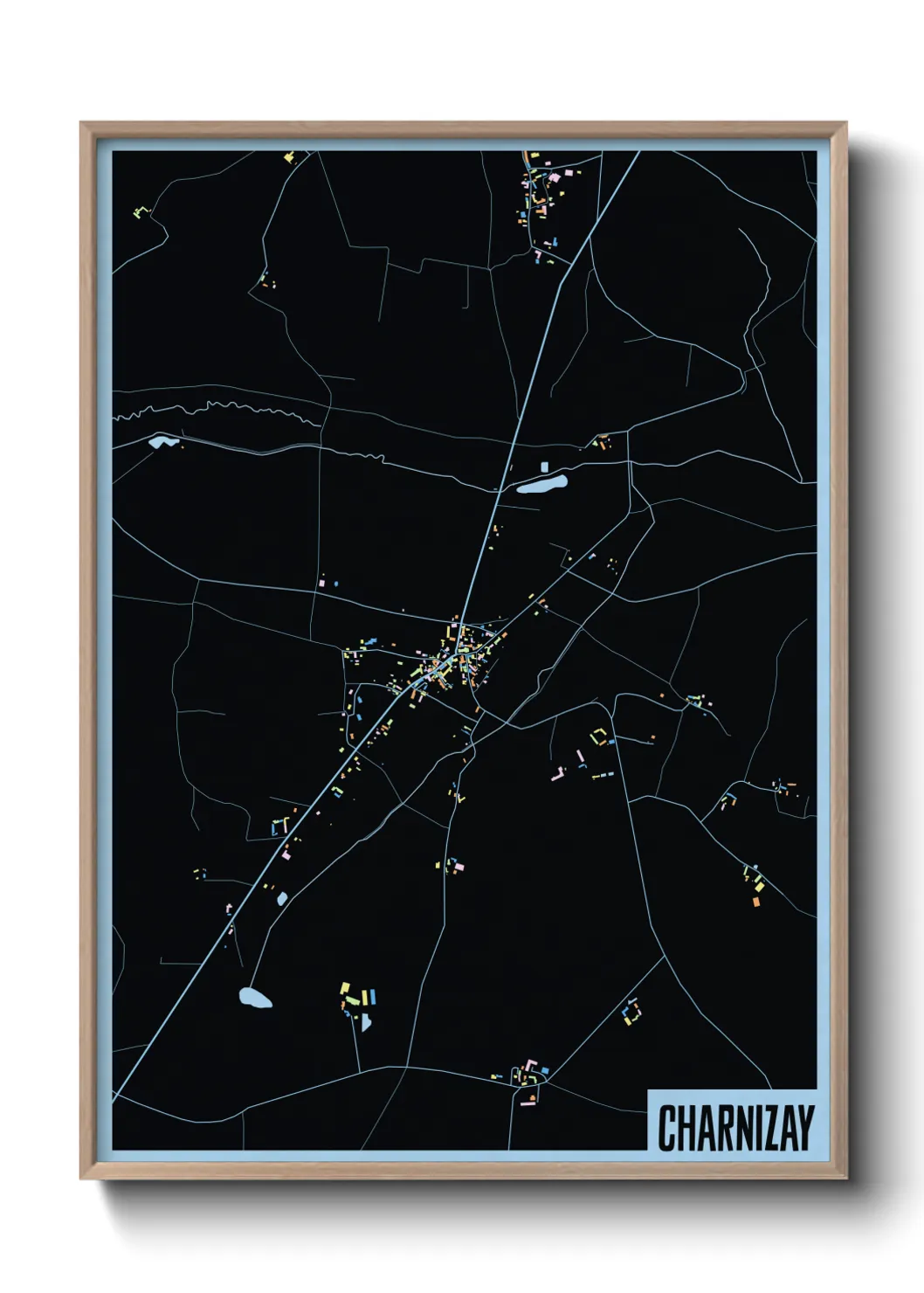 Une affiche de carte sur Charnizay