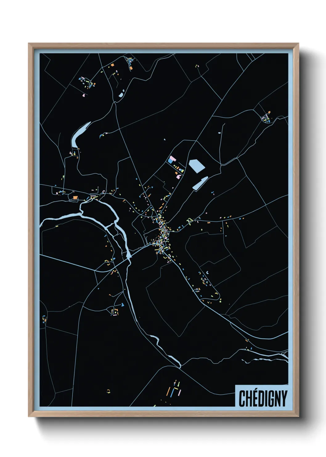 Une affiche de carte sur Chédigny