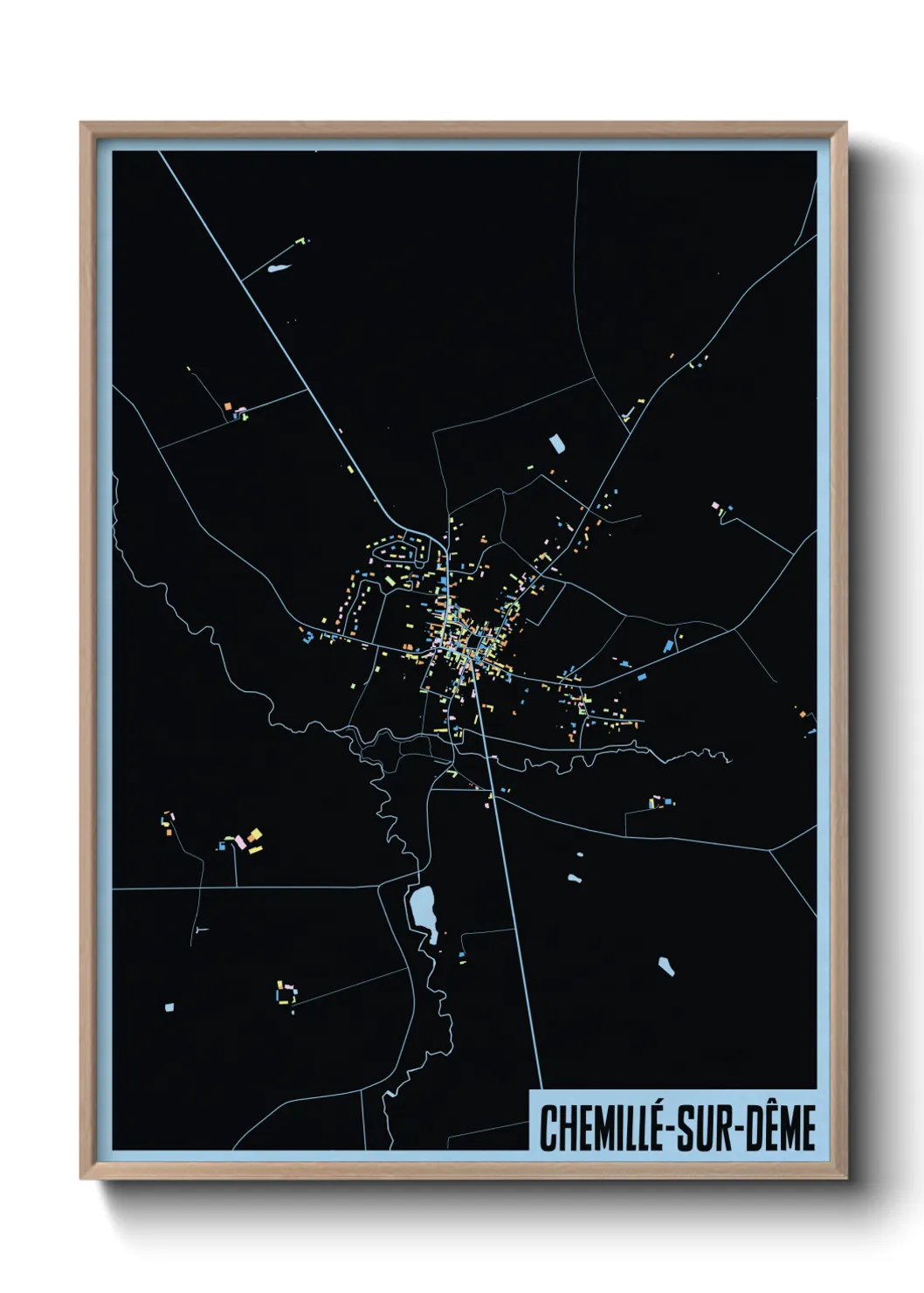 Une affiche de carte sur Chemillé-sur-Dême