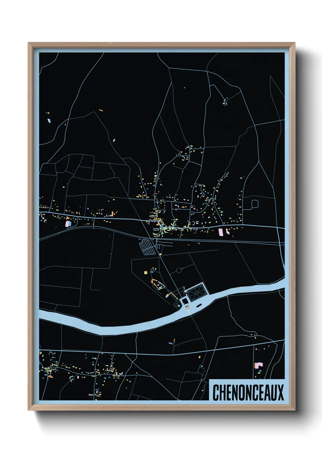 Une affiche de carte sur Chenonceaux