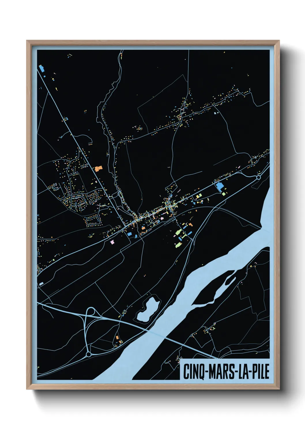 Une affiche de carte sur Cinq-Mars-la-Pile