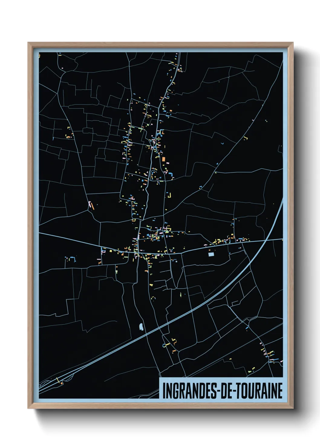 Une affiche de carte sur Ingrandes-de-Touraine